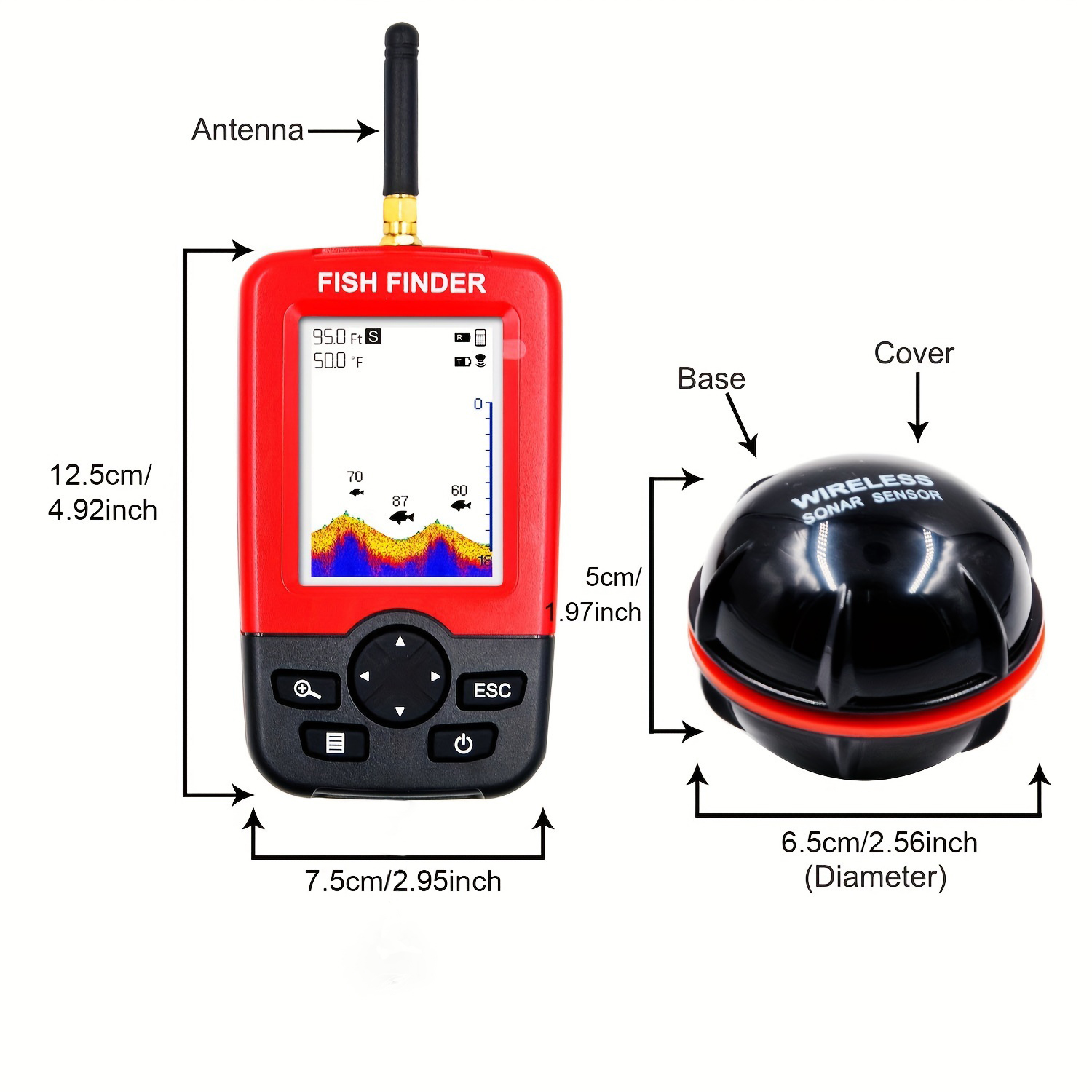 Draagbare viszoeker, met draad - Fishing Boat Depth Finder recensie en prijs